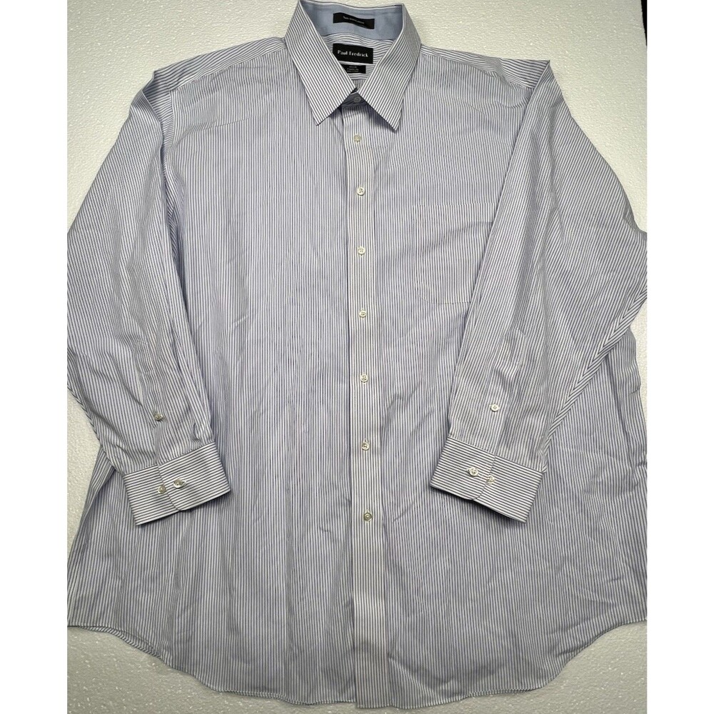 Paul Fredrick Mens 19x35 Big Tall Dress Shirt Cotton Classic Fit Non Iron Stripe